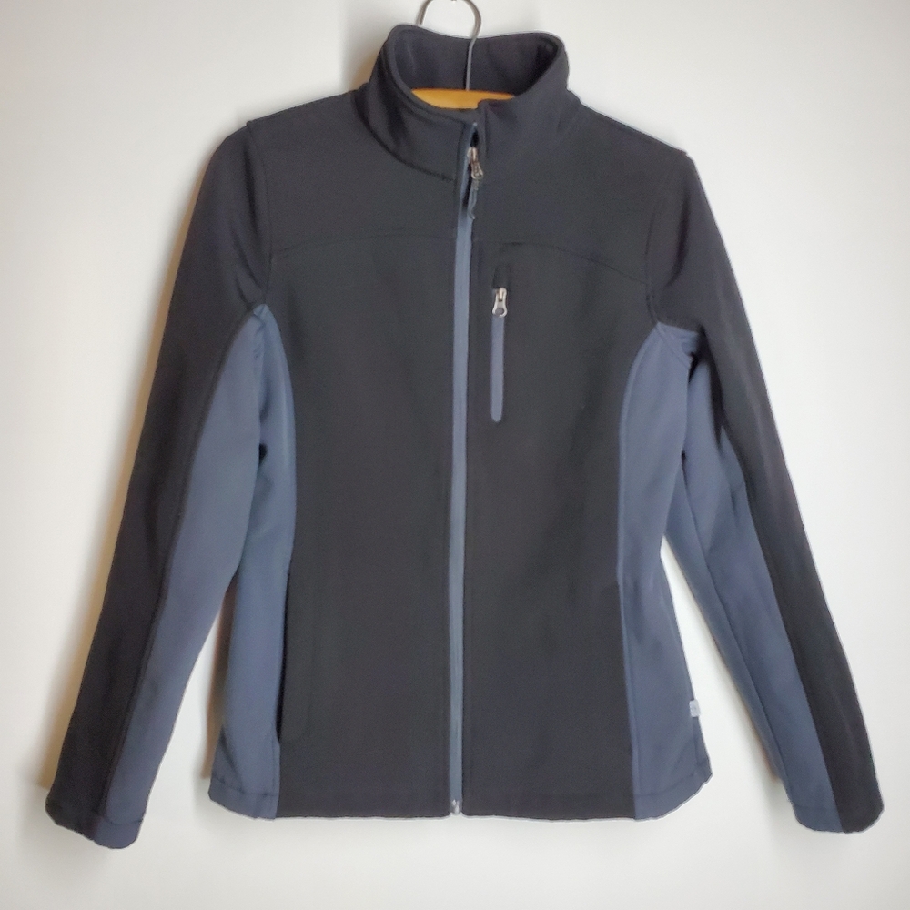 Magellan Outdoor Fleece Black and Gray Lightweight Front Zip Jacket.  Size S